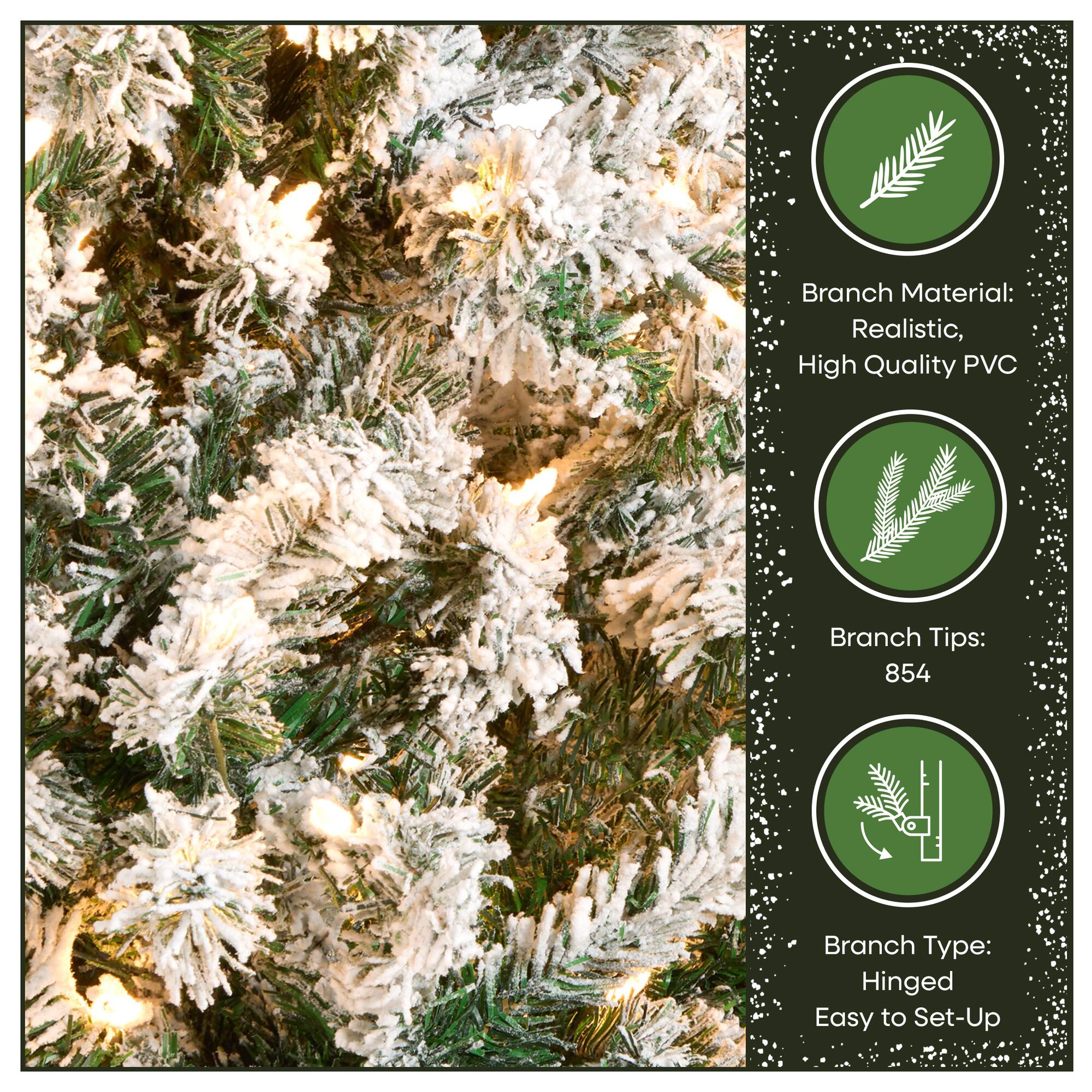 7.5ft. Pre-Lit Acacia Medium Flocked Artificial Christmas Tree, Clear Lights